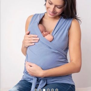 Seraphine slate blue cotton skin to skin top, size M